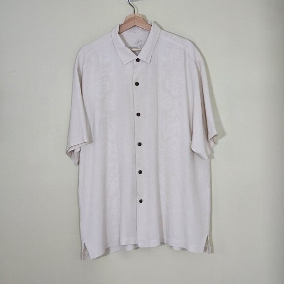Tommy Bahama Other - Tommy Bahama Shirt Mens XL Ivory Silk Collar SS Buttons Lightweight Resort Beach